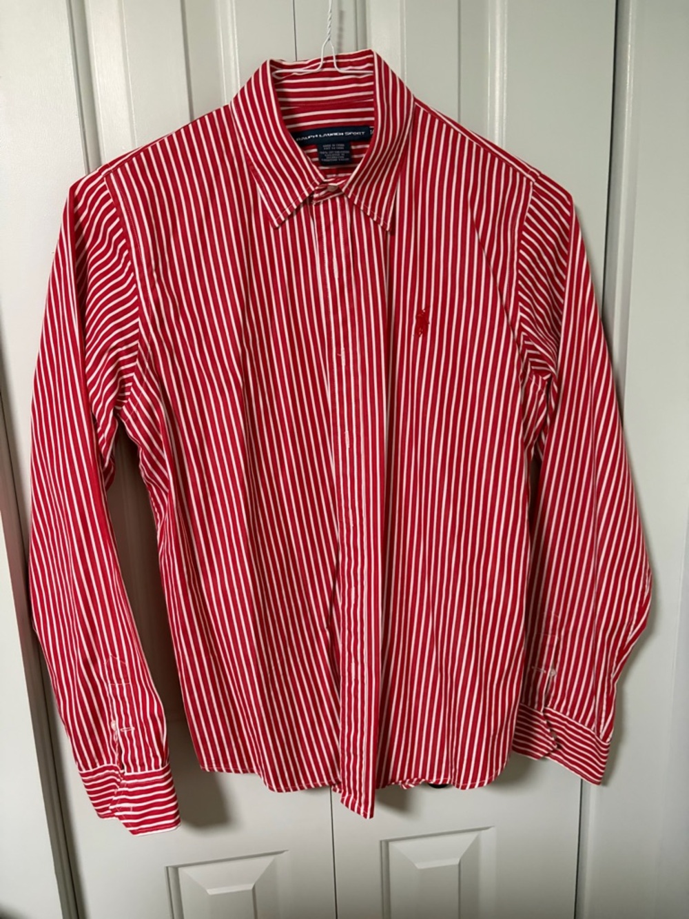 Ralph Lauren Red and White Striped Dress Shirt
